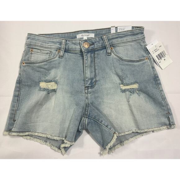 Sts NWT Blue Aubrey Midrise light-wash Jeans Distressed Stretch Shorts Size‎ 28 - Picture 1 of 2